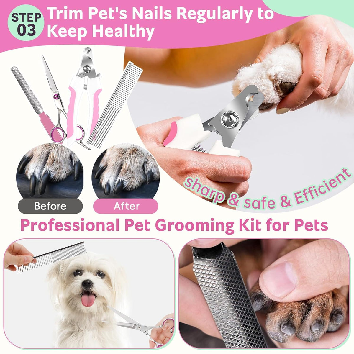 10-Piece Complete Pet Grooming Kit for Dogs & Cats