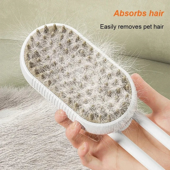 3-in-1 pet steam grooming comb retractable handle hair removal