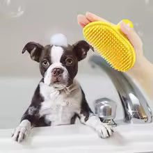 Grooming glove with pet fur removed after use